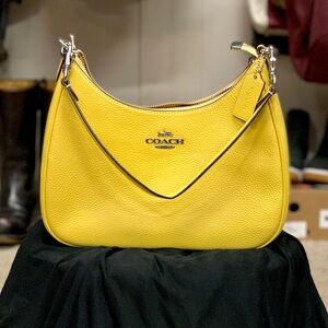 Coach Yellow Pebbled Leather Shoulder Purse